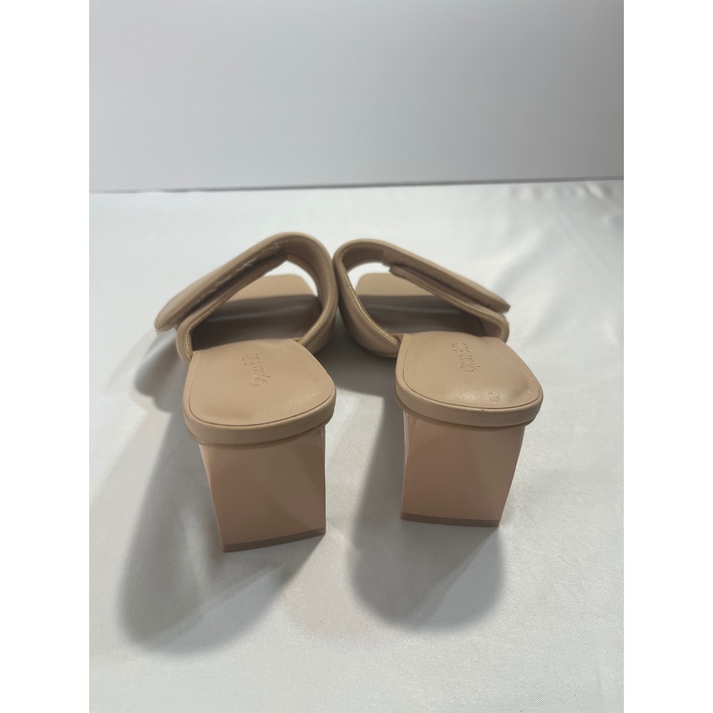 Open Edit Cava Padded Block Heel Women 7.5 Nude Square Toe Slide Sandals Mules - Picture 4 of 11